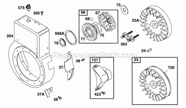 Blower Hsg Flywheel Diagram and Parts List for  Briggs and Stratton Engine